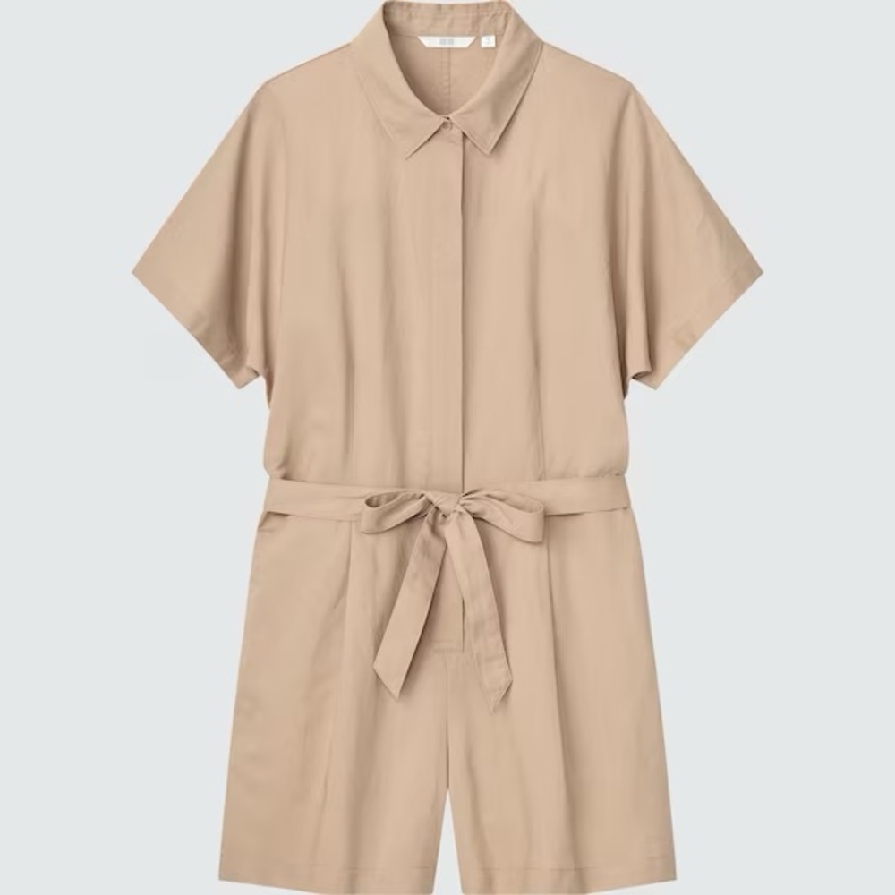 Uniqlo Linen-Blend Short-Sleeve Romper Medium